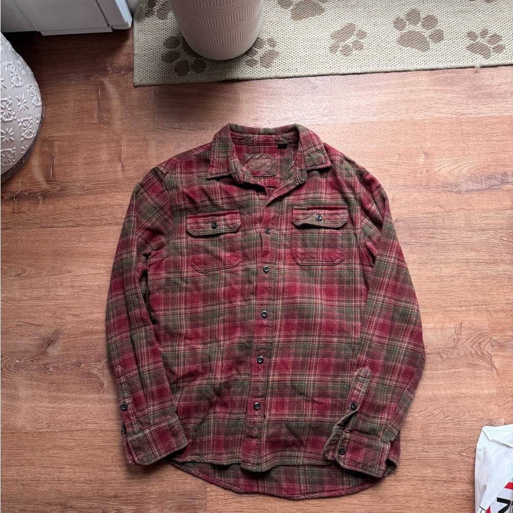Orvis Red & Olive Plaid Button-Up Shirt